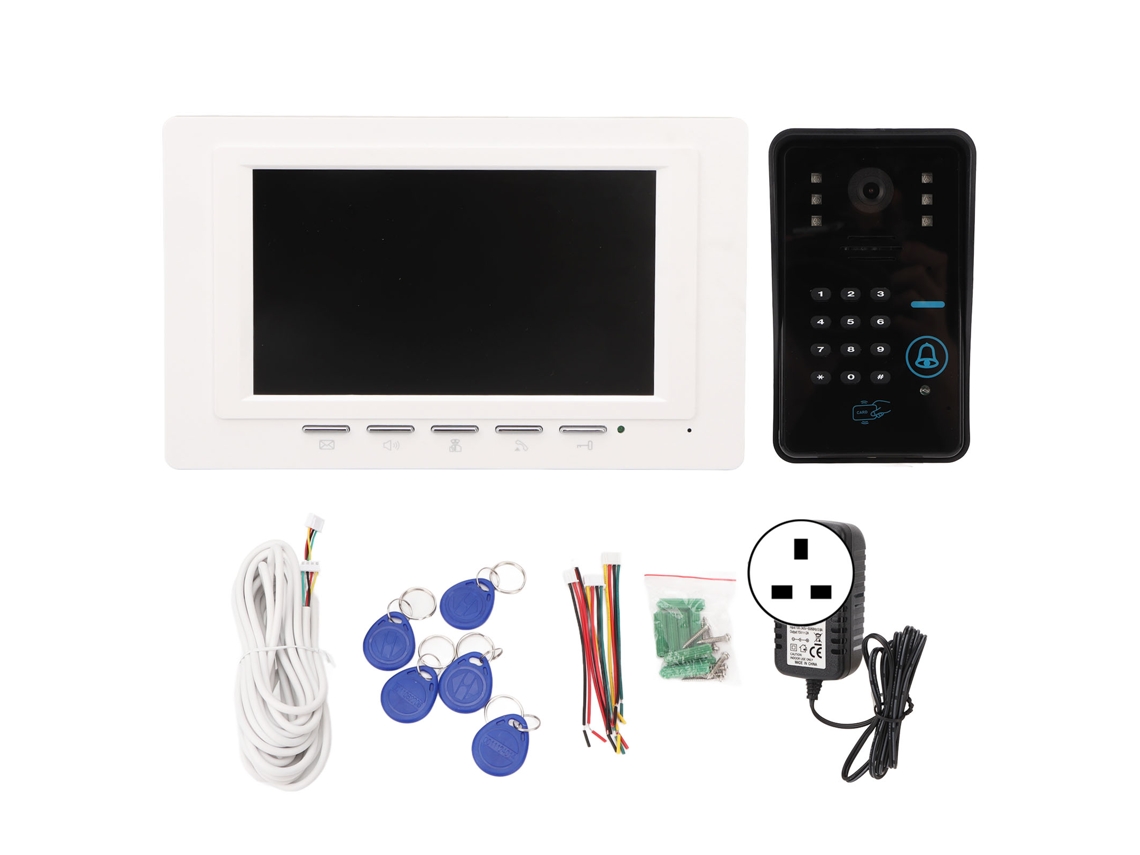 Campainha Sem Fio com Câmera 1000tvl e Tela 7 Polegadas Rfid Infravermelho