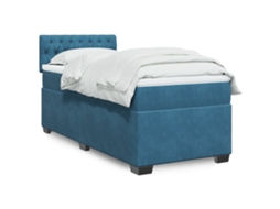 Cama Boxspring Com Colchão 90x200 Cm Veludo Azul