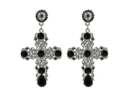 Brincos Vintage Boho Cristal Cruz Longos Mulheres Barroco Grande