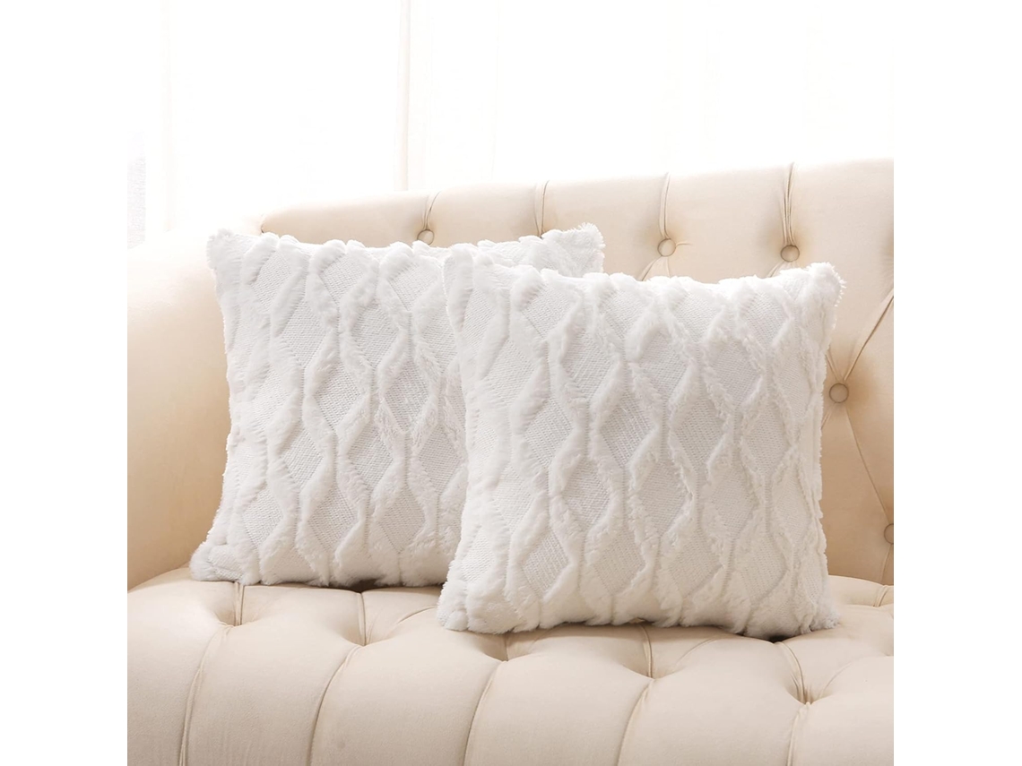 Conjunto De 2 Capas De Almofada Decorativas Em Lã Artificial, Pelúcia Macia, Quadrada B
