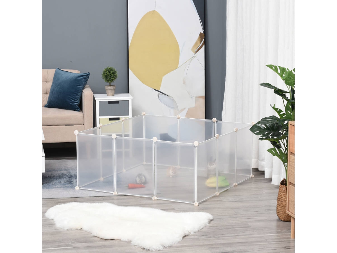 Gaiola para Coelhos PAWHUT D06-101 (Branco - 105 x 105 x 45 cm - Metal e Resina Pp)