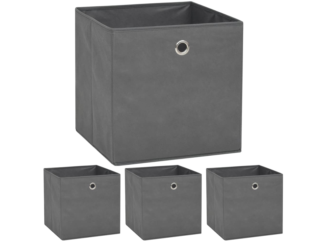 Vidaxl Caixas Arrumação 4 Pcs Não-tecido (tnt) 32x32x32 Cm Cinzento