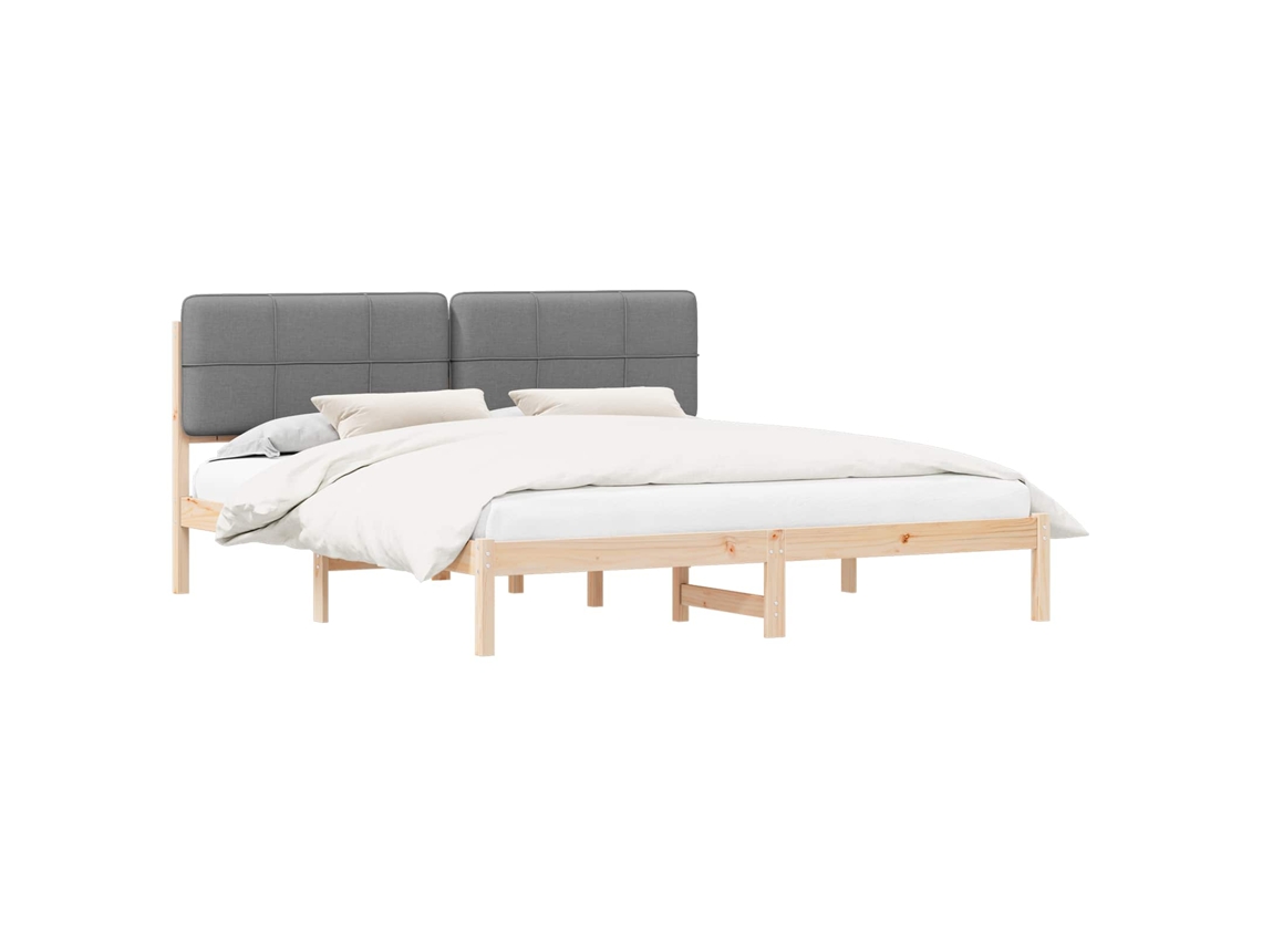Estrutura de Cama com Cabeceira Estofada em Cinzento Claro MAISON EXCLUSIVE