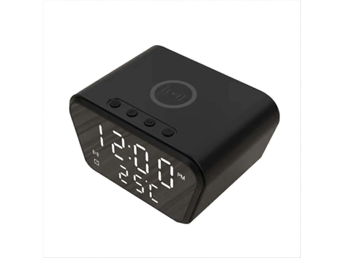 Despertador 15w com Carregador Sem Fio Inteligente, Relógio Digital Led Preto GOKOCO