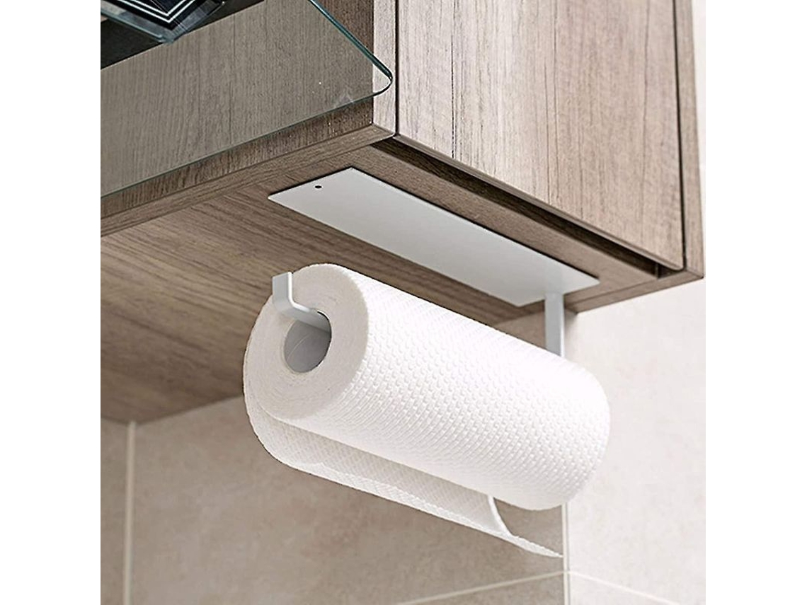 Suporte autoadesivo para copos de papel, ideal para cozinha ou banheiro. Não requer furação, pode ser montado na parede e é feito de aço inoxidável.
