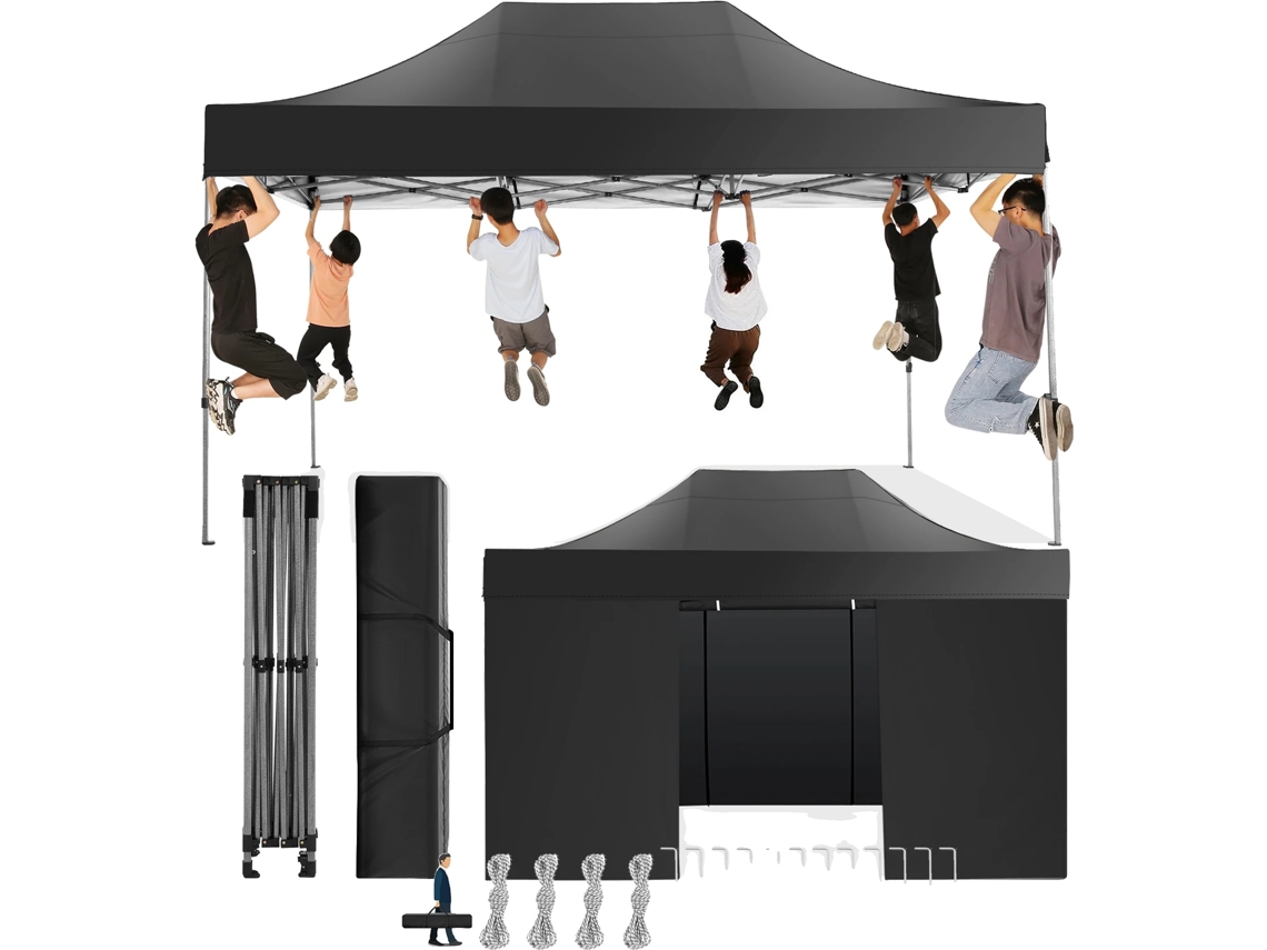 Gazebo, Impermeável, Altura Ajustável, Preto Oem