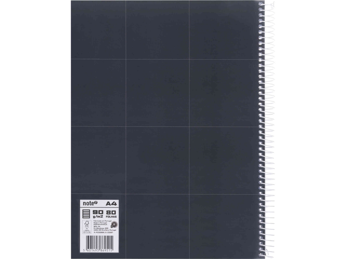 Caderno Espiral Capa Dura A4 Pautado Preto Pure Leccit Note!