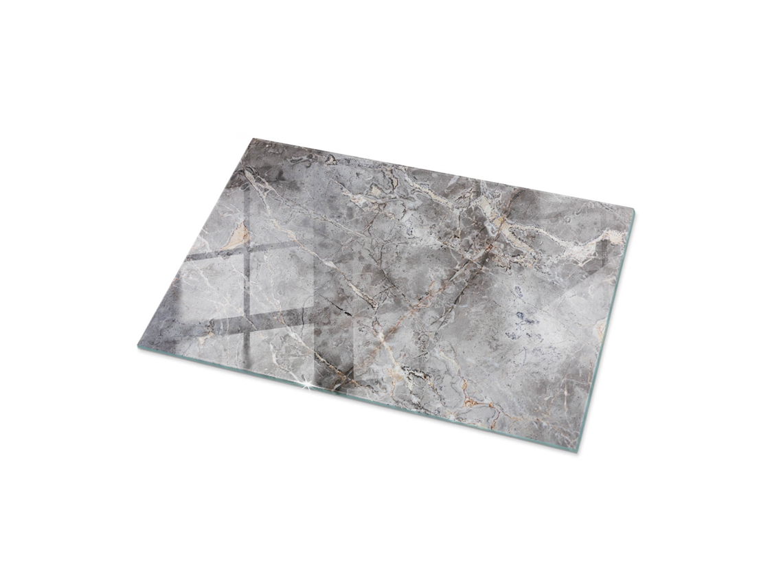 Tampo De Mesa Retangular Espelharte (100x70 Cm - Padrão De Mármore Natural - Cinza)