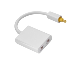 Adaptador Divisor de Áudio Óptico Digital Toslink Porta Dupla, Cabo 1 Entrada 2 Saídas, Branco AQUAFORGE