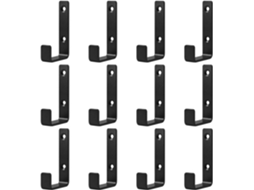 Conjunto De 12 Ganchos Parede Em Aço Inoxidável Preto Fosco, Com 8,1