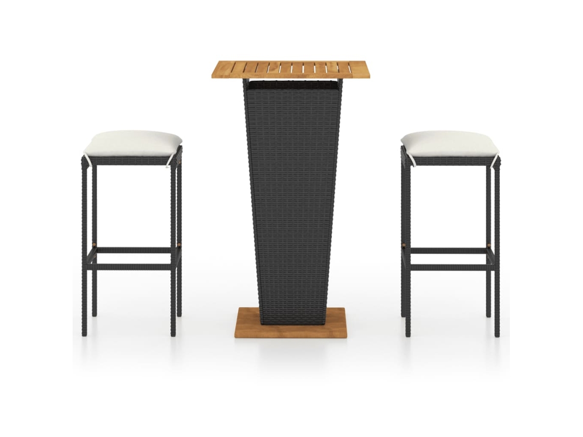 Garden Bar Set, Garden Bar Sets Vidaxl Preto Rattan / Vime (60 Cm Table Length)