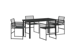 Conjunto de Jantar para Jardim 5 Pcs - Móveis de Jardim para Refeição Preto Aço Revestido a Pó HARLANV1