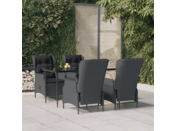 Vidaxl 5 Pcs Conjunto De Jantar P/ Jardim Vime Pe Cinzento-escuro