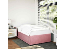 Vidaxl Estrutura de Cama com Colchão 120x190 Cm Veludo Rosa
