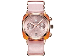 Lurelia Relógio Cronógrafo Feminino, Movimento De Quartzo, Analógico, Data/calendário, 40 Mm, 12 Mm, Aço Inoxidável, Nylon, Vermelho