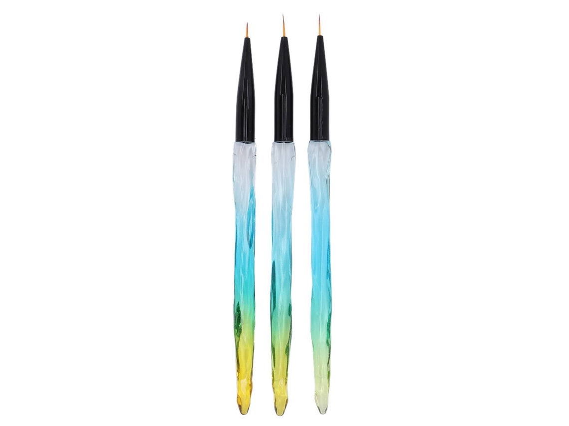 3 Pincéis De Unha Ombre Resistente À Corrosão Durável Leve Ultra Fino Para Arte De Unhas