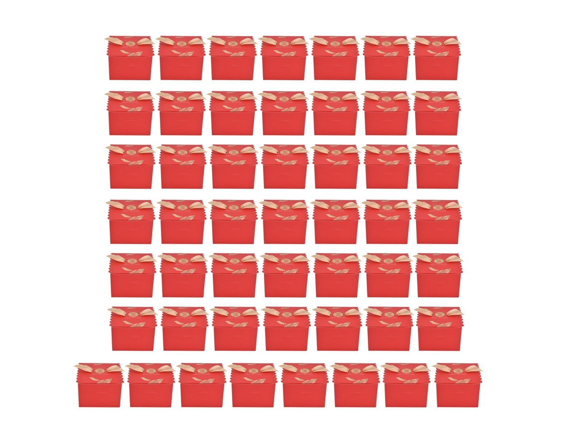 Caixa de Doces de Casamento Quadrada com Fita Dourada 50 Peças Papelão Estilo Europeu
