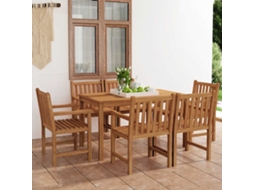 Vidaxl Conjunto De Jantar De Jardim De 7 Peças 140x80 Cm Madeira De Teca Maciça