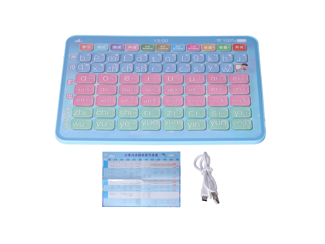 Primerox máquina de Aprendizado de Pinyin Chinês Touch Point com Áudio para Crianças 3 Anos+ Azul