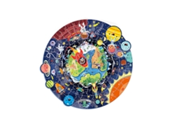 Este Quebra-cabeça Com Tema Espacial Tem 128 Peças, É Feito De Papelão E Mede 45,5 X 0,5 X 44,1 Cm.