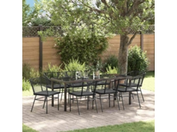 Vidaxl Conjunto De Jantar Para Jardim 9 Pcs Preto Vime Pe