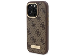 Capa para iPhone 16 Pro GUESS Pele Sintética Rígida Castanho