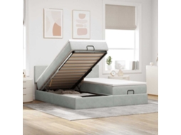 Vidaxl Estrutura Cama Otomana Colchões 180x200cm Veludo Cinzento Claro