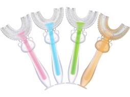 4 Escovas de Dentes Manuais em Formato U para Crianças, Escova Silicone Bebê com Rotação 360 ​​gr Aus GOKOCO