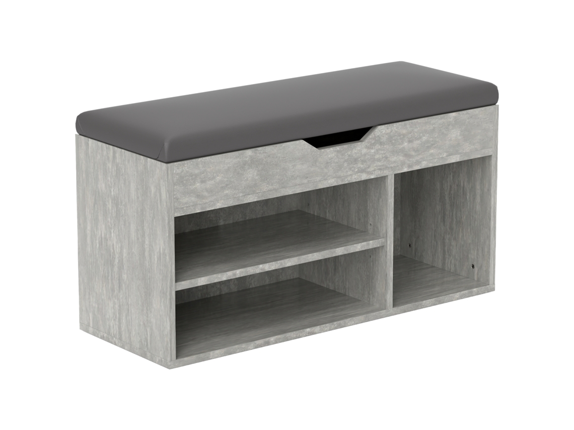 Armário Compacto Para Sapatos Com 3 Compartimentos E Assento Em Pu, Para Entrada E Sala De Estar, 80x30x43 Cm, Preto E Cinza