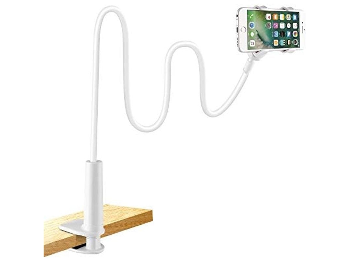 Suporte para tablet e smartphone ajustável, com clip antiderrapante, branco S/MARCA