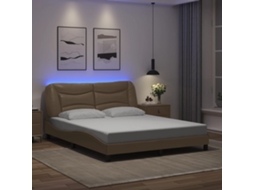 Vidaxl Estrutura De Cama Com Led Sem Colchão Hvar 160x200 Cappuccino