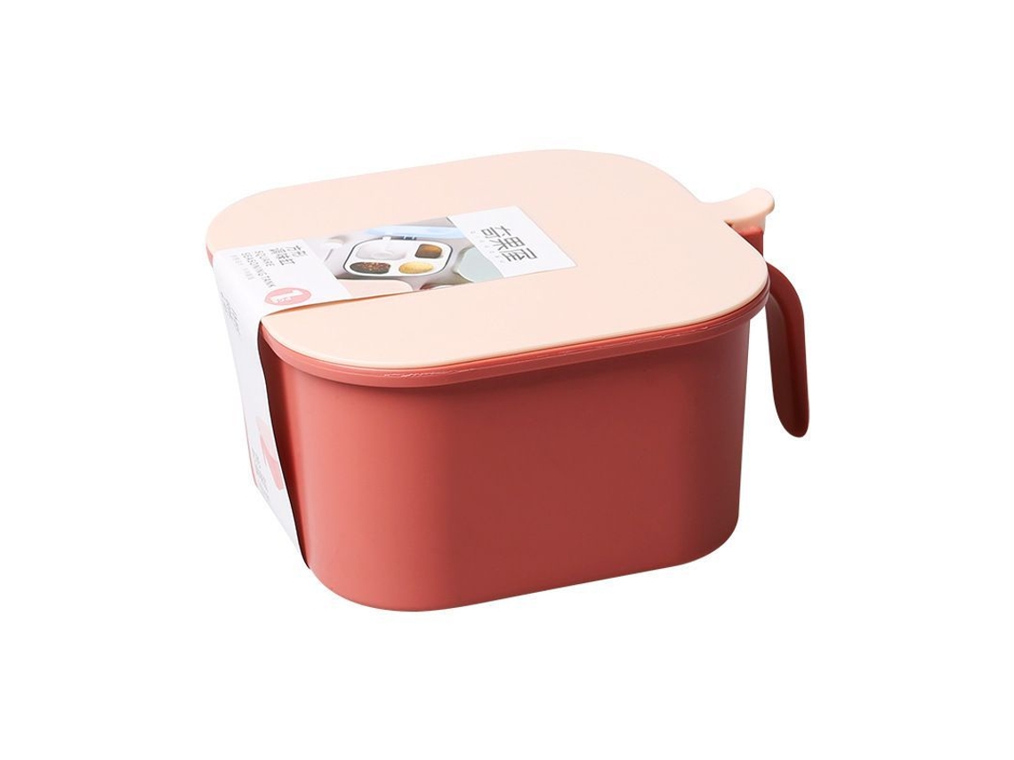 Conjunto de 2026 de 2 caixas quadradas para temperos com 4 recipientes e 4 compartimentos para pimenta, sal, açúcar e condimentos, rosa e azul.