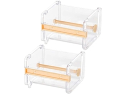 Dispensador de fita adesiva transparente para mesa Slowmoose (pacote com 2), raspador de fita e suporte para rolo de fita