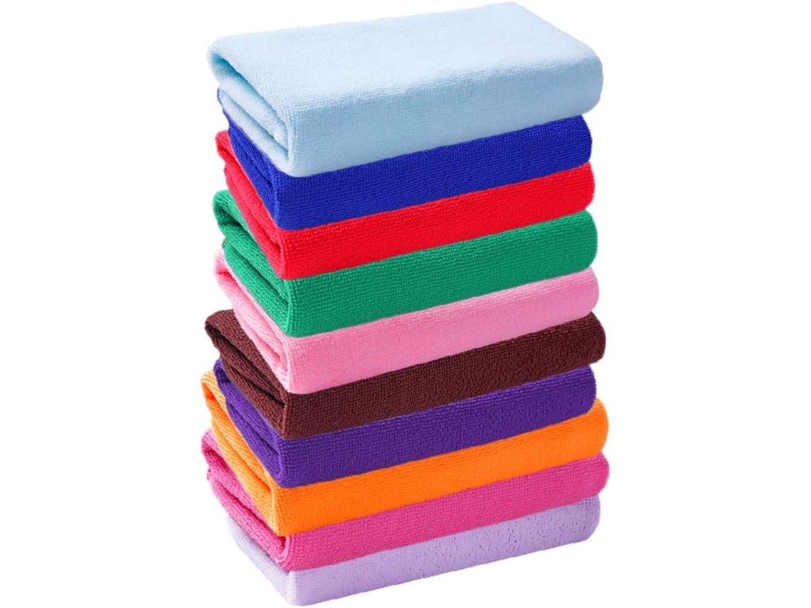 Conjunto De 10 Toalhas Microfibra, Absorventes Para Rosto E Mãos,