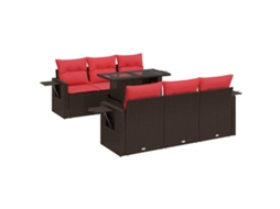 Conjunto 7 Sofás Jardim Almofadões Vime Vidaxl Pe/acácia Cinzento