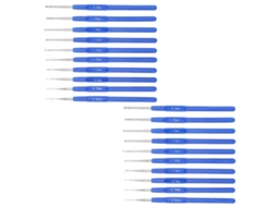 Conjunto de 20 Agulhas de Crochê com Cabo Azul para Tricô, Tecelagem e Costura. AQUAFORGE
