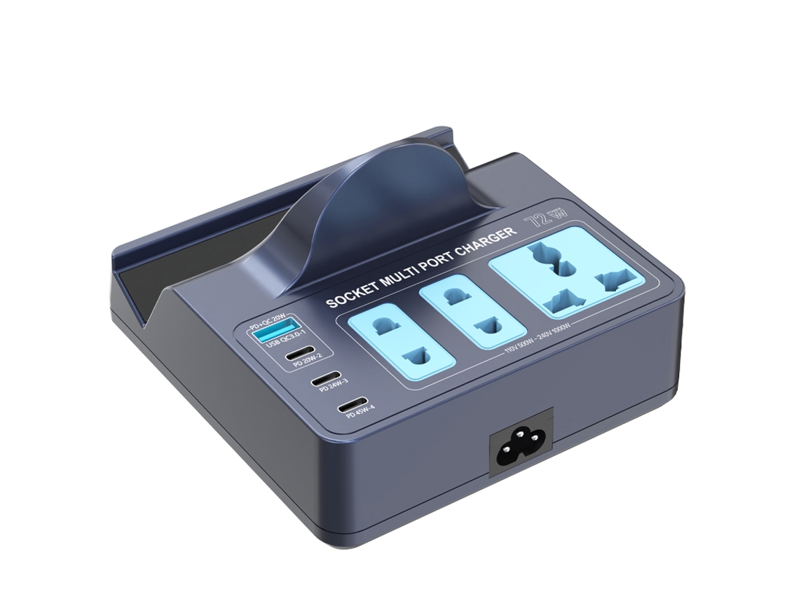Estação De Carregamento Multi-porta De 72w Com 1 Porta Qc/3 Pd E Carregadores Sem Fio De 15w Para Celulares, Notebooks E Tablets