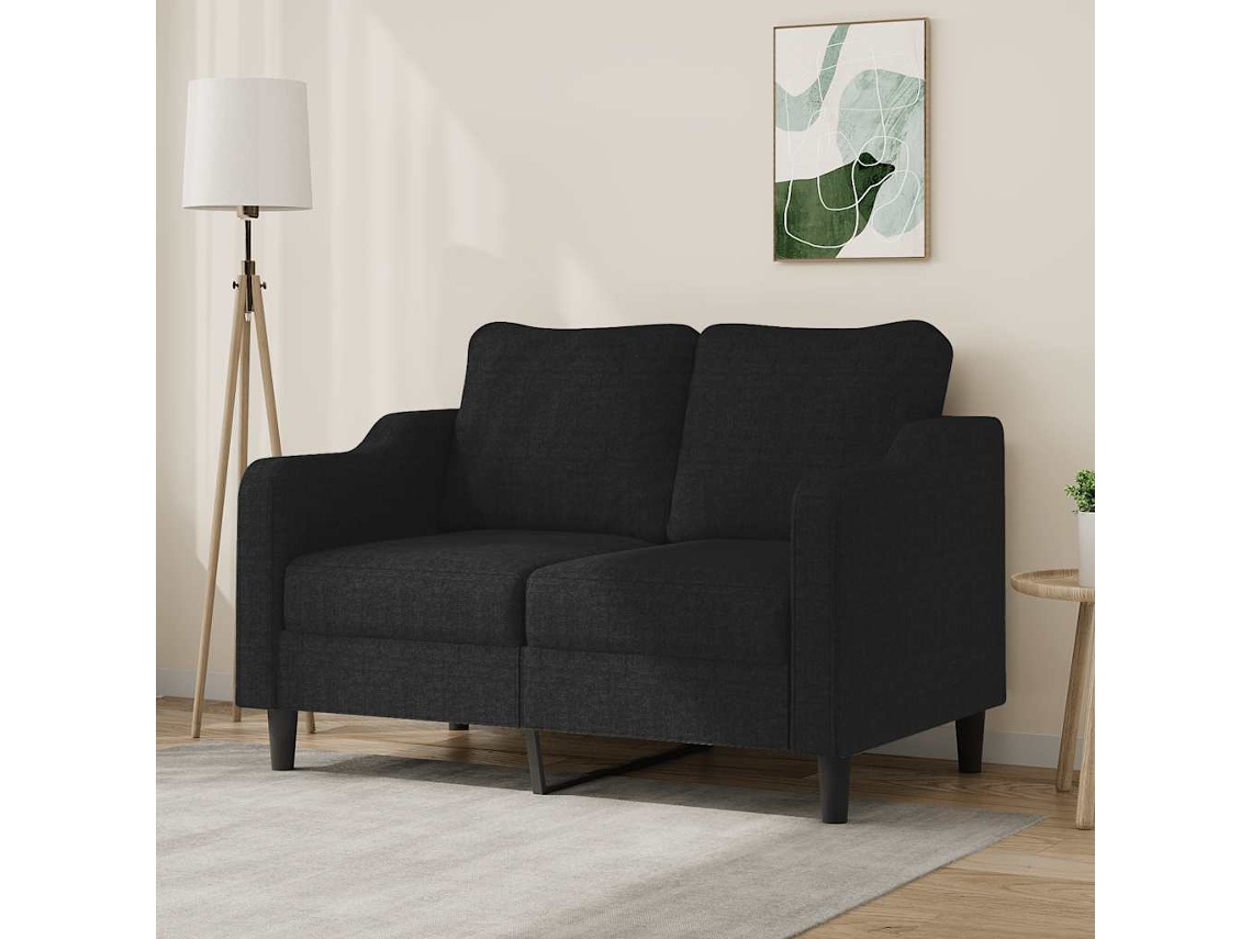 Vidaxl Sofá De 2 Lugares Tecido 120 Cm Preto