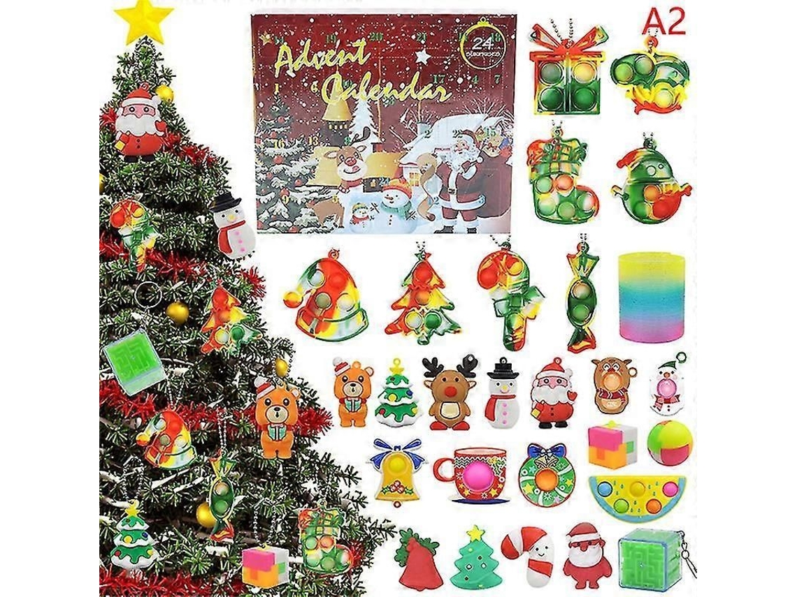 Calendário De Advento De Natal 24 Dias Brinquedos Anti-estresse Presente Para Crianças Patrón 2 (24 Piezas)