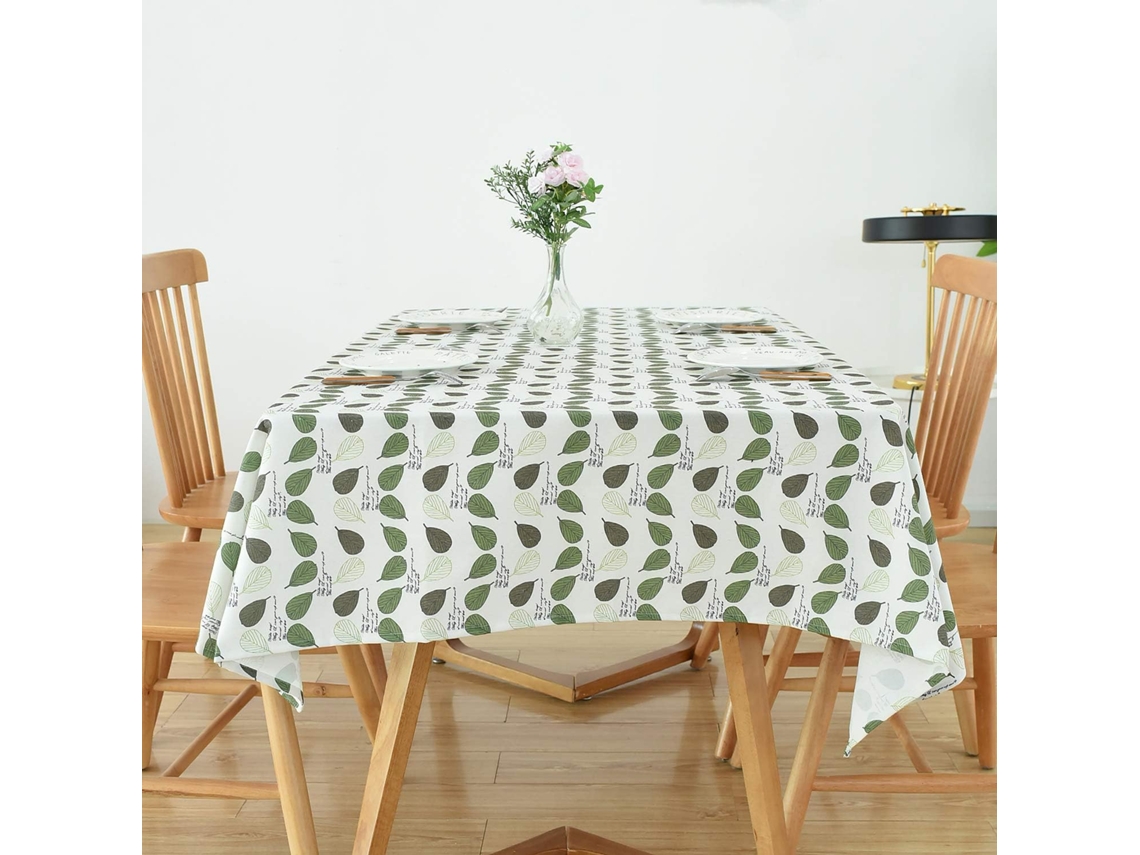 Toalha De Mesa Retangular Para Área Externa, Toalha De Mesa De Algodão Resistente A Manchas, Tecido De Lona Estampado Com Padrão De Folhas, Pequena Me