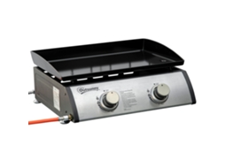 Placa de Churrasco a Gás de Mesa com 2 Queimadores e 6kw de Potência. 48,5x46x21cm. Preto Ge