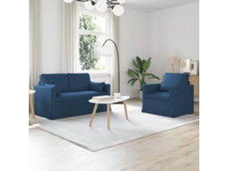Vidaxl Conjunto De Sofás 2 Pcs Azul 139 X 78 X 80 Cm Tecido