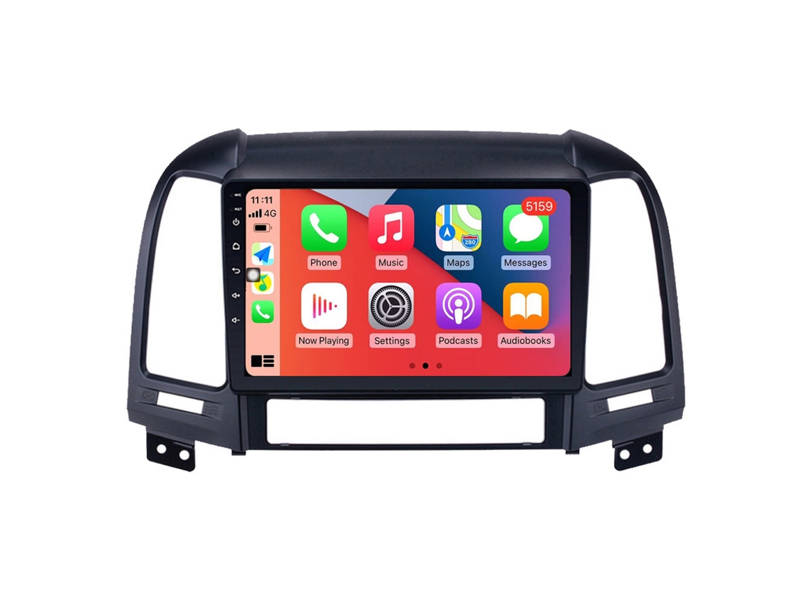 Auto Rádio Carro Bluetooth Autoradio 8GB RAM 128G ROM CarPlay Navegação GPS Ecrã Táctil RoverOne para Hyundai Santa Fe 2 2006-2012  