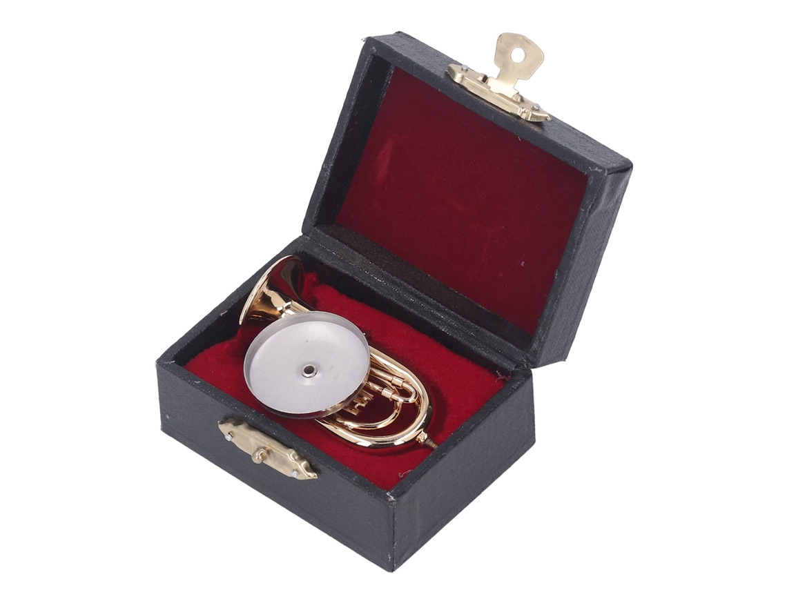 Modelo Mini Tuba Ouro Lata Instrumento Musical Presente Base