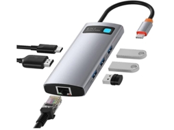 Usb C Hub 6 Em 1 Tipo C, 4k Hdmi, Ethernet Rj45 1gbps, 100w Pd, 3 Usb A 3.0, Compatível Macbook Pro/air Etc Gris Bestvite