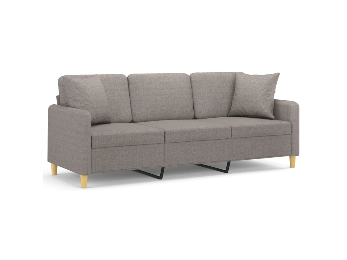 Maison Exclusive - Sofá 3 Lug. +almofadas Decoração 180cm Tecido Cinza-acastanhado