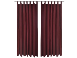 Cortinas De Cetim Com Laços, 2 Pcs, Bordô, 140 X 245 Cm