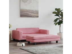 Vidaxl Cama Com Extensão 100x50x30 Cm Veludo Rosa