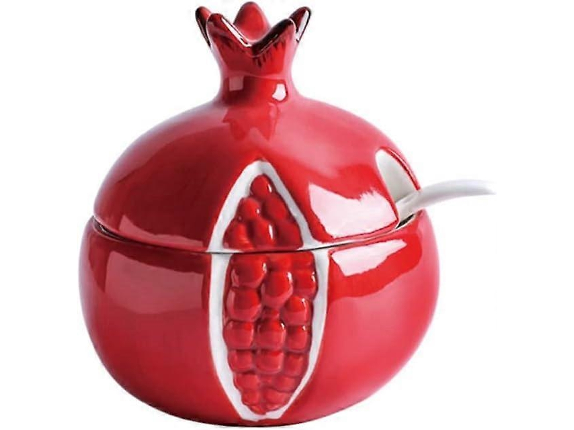 Pote Para Temperos Cerâmica Tampa Colher Cozinha