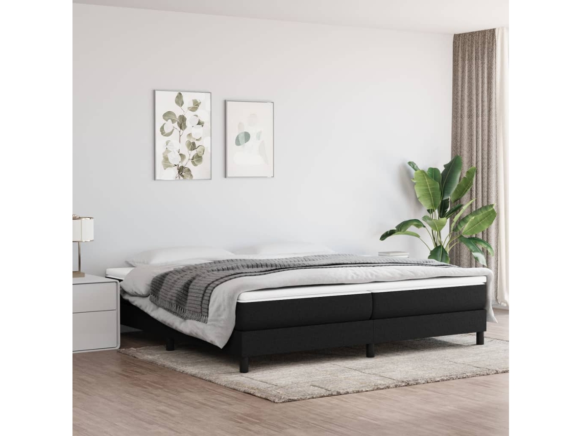 Vidaxl Estrutura De Cama Com Molas 200x200 Cm Tecido Preto